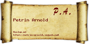 Petrin Arnold névjegykártya